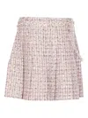 Self-portrait Textured Flared Skirt With Decorative Waist Trim In Pink