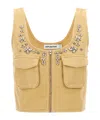 Self-portrait Crystal-embellished Twill Vest In Nude