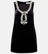 Self-portrait Crystal-embellished Velvet Minidress In Black