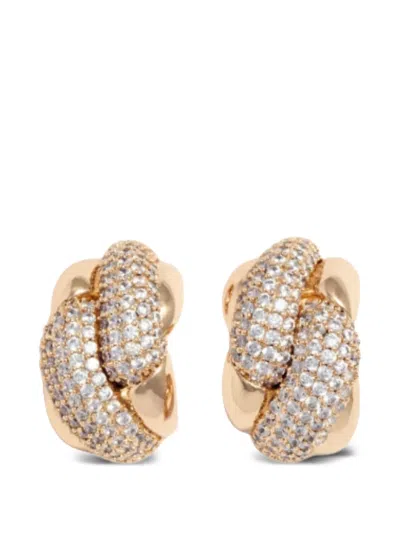 Self-portrait Crystal-embellishment Earrings In Pink