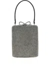 Self-portrait Crystal-embellished Fishnet Top Handle Bag In Grey