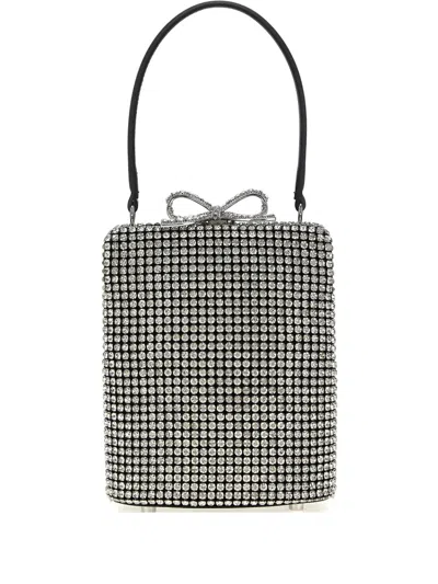 Self-portrait Crystal Fishnet Tote Bag In Grey