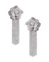 Shop Self-portrait Crystal Flower Droplet Earrings In Silver