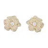 Self-portrait Crystal Flower Earrings - Silver - Gold In Gold