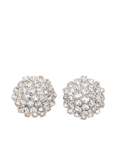 Self-portrait Crystal Flower Earrings In Metallic