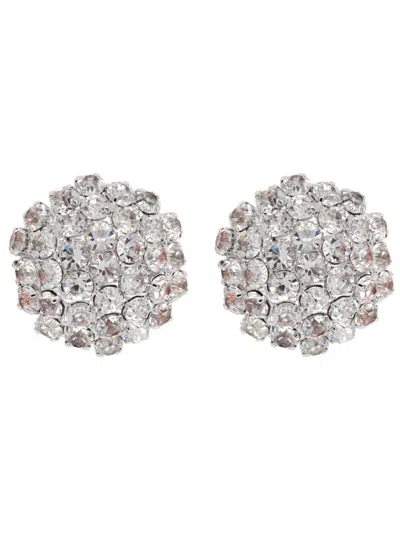 Self-portrait Elegant Rhinestone Accents Mini Earrings In Silver