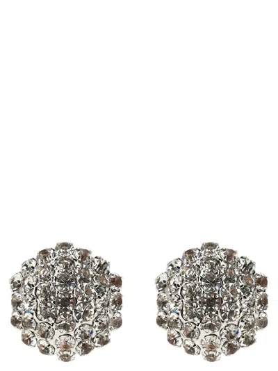 Self-portrait Silver Colored Earings With All-over Crystal Embellishments In Copper Woman