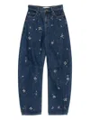 Self-portrait Self Portrait Blue Embellished Barrel Leg Jeans In Blue