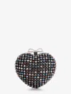 Self-portrait Multicolor Heart Shaped Clutch With Pearl Embellishments And Bow Detail In Tech Fabric Woman In Multi
