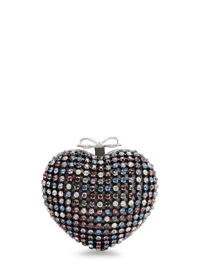 Self-portrait Crystal Heart Clutch Bag In Multi