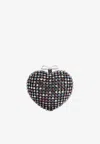 Self-portrait Multicolor Heart Shaped Clutch With Pearl Embellishments And Bow Detail In Tech Fabric Woman In Multi