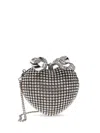 Self-portrait Crystal Heart Clutch Bag In Silber