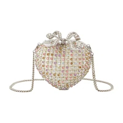 Self-portrait Crystal Heart Clutch In Multi