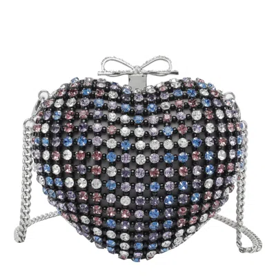 Self-portrait Crystal Heart Clutch In Multi