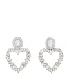Self-portrait Embellished Heart Silver-plated Drop Earrings In Silver