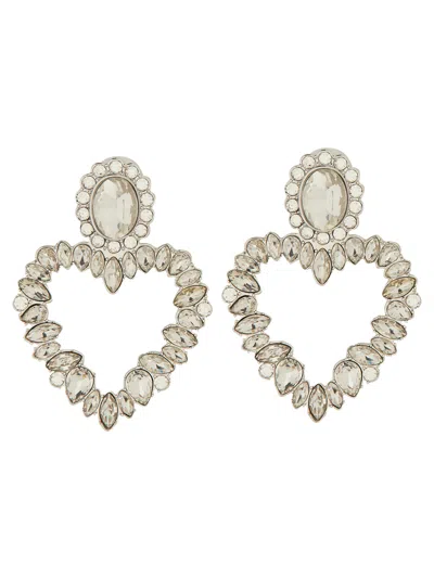 Self-portrait "crystal Heart" Earrings In Silver