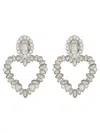 Self-portrait Silver-colored Heart-shaped Earrings With All-over Applied Crystals In Brass Woman In Silver