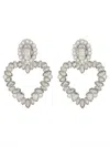 Self-portrait Silver-colored Heart-shaped Earrings With All-over Applied Crystals In Brass Woman In Silver