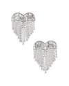 Self-portrait Crystal Heart Fringe Earrings In Silver