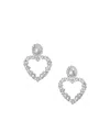 Self-portrait Embellished Heart Silver-plated Drop Earrings In White