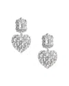 Self-portrait Silver-colored Pendant Earrings With All-over Applied Crystals In Brass Woman In Silver