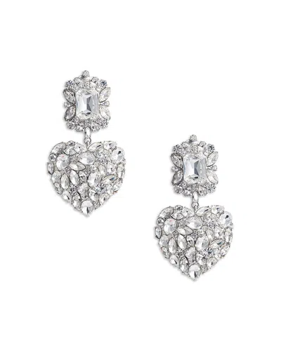 SELF-PORTRAIT SELF-PORTRAIT CRYSTAL HEART TIERED DROP EARRINGS