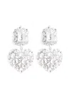 Self-portrait Silver-colored Pendant Earrings With All-over Applied Crystals In Brass Woman In Silver