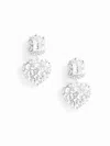Self-portrait Silver-colored Pendant Earrings With All-over Applied Crystals In Brass Woman In Metallic