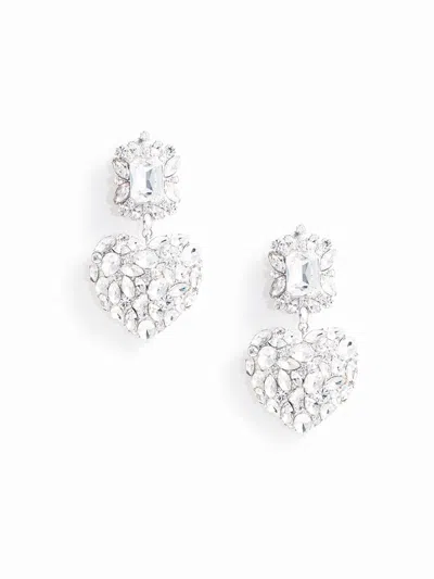 SELF-PORTRAIT CRYSTAL HEART TIERED EARRINGS