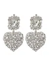 Self-portrait Silver-colored Pendant Earrings With All-over Applied Crystals In Silver