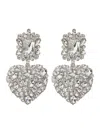 Self-portrait Silver-colored Pendant Earrings With All-over Applied Crystals In Brass Woman In Silver