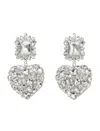 Self-portrait Silver-colored Pendant Earrings With All-over Applied Crystals In Brass Woman In Silver