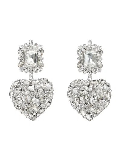 SELF-PORTRAIT CRYSTAL HEART TIERED EARRINGS