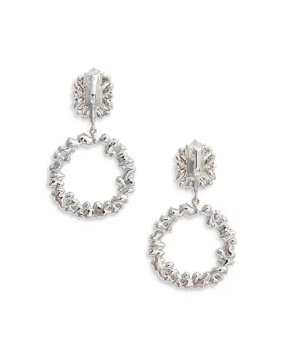 Self-portrait Crystal Hoop Clip On Earrings In Silver