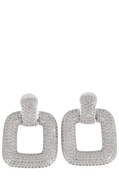 Self-portrait Crystal Knocker Earrings In Silver