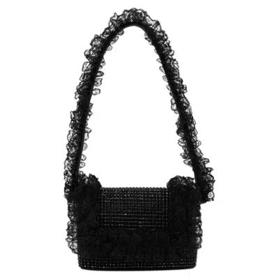 SELF-PORTRAIT CRYSTAL LACE DETAIL BAG - SELF PORTRAIT - SYNTHETIC - BLACK
