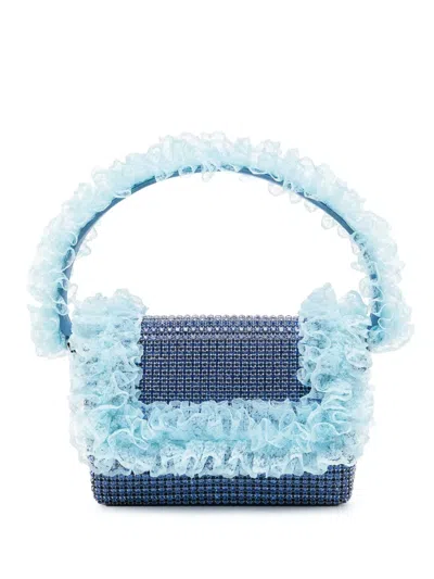 Self-portrait Crystal Lace-detail Bag In Blue