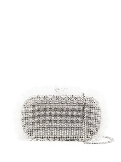 SELF-PORTRAIT CRYSTAL LACE-DETAIL CLUTCH BAG