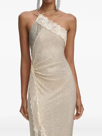 Self-portrait Crystal-lace Maxi Dress In Neutral