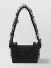 Self-portrait Crystal Lace Shoulder Bag In Black