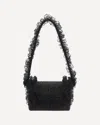 Self-portrait Crystal Lace Shoulder Bag In Black