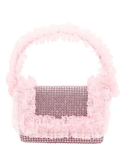 Self-portrait Crystal Lace Shoulder Bag In Pink