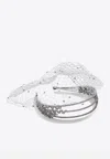 Self-portrait Crystal Mesh Veil Headband In Silver