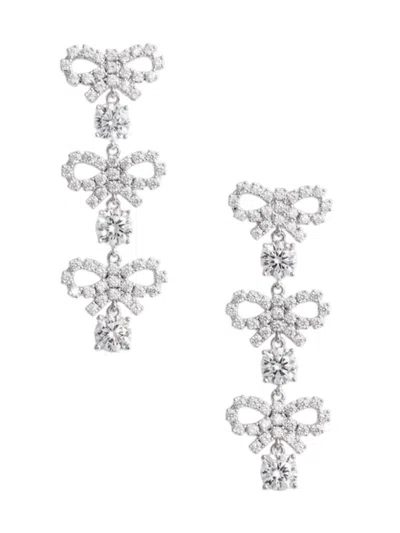 Self-portrait Crystal Micro Bow Tiered Earrings