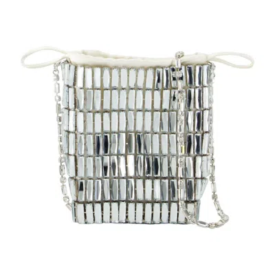 Self-portrait Crystal Mini Crossbody In Silver