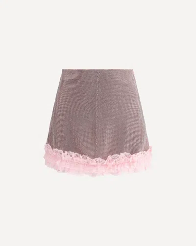Self-portrait Crystal Miniskirt In Pink