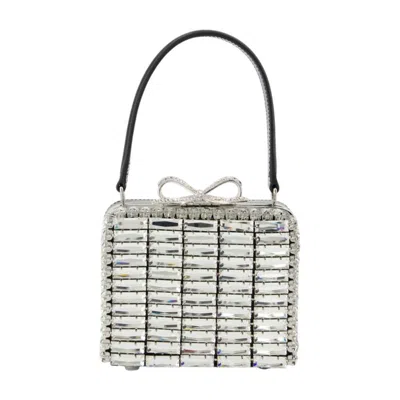 Self-portrait Crystal Mirco Bag In Silver