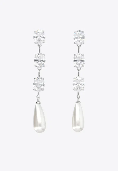 Self-portrait Crystal Pearl Droplet Earrings