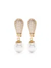 Self-portrait Crystal Pearl Earrings In Gold