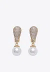Self-portrait Crystal Pearl Earrings In Gold